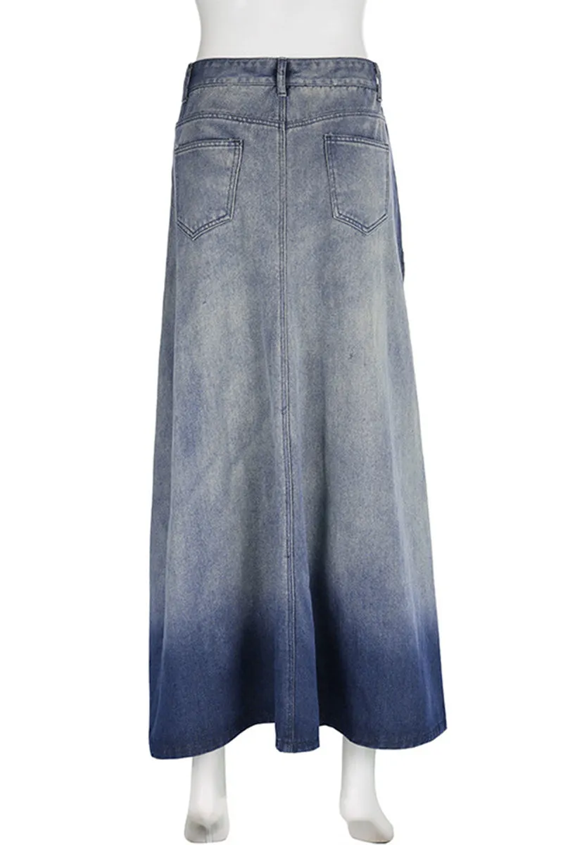 BQ3117 Split Denim Long Skirt