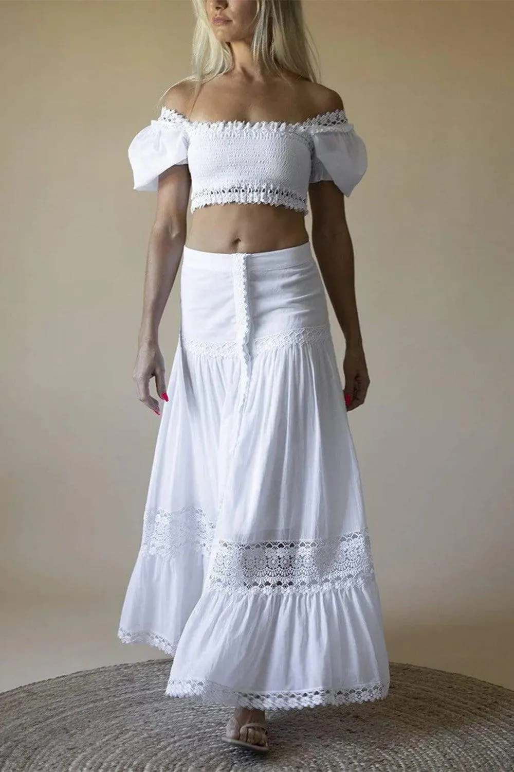 Button Front Ann Maxi Skirt