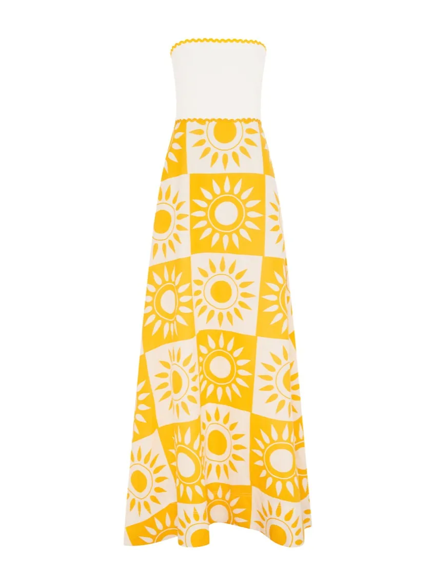 By Nicola Wavy Strapless Maxi Dress in Large Sol