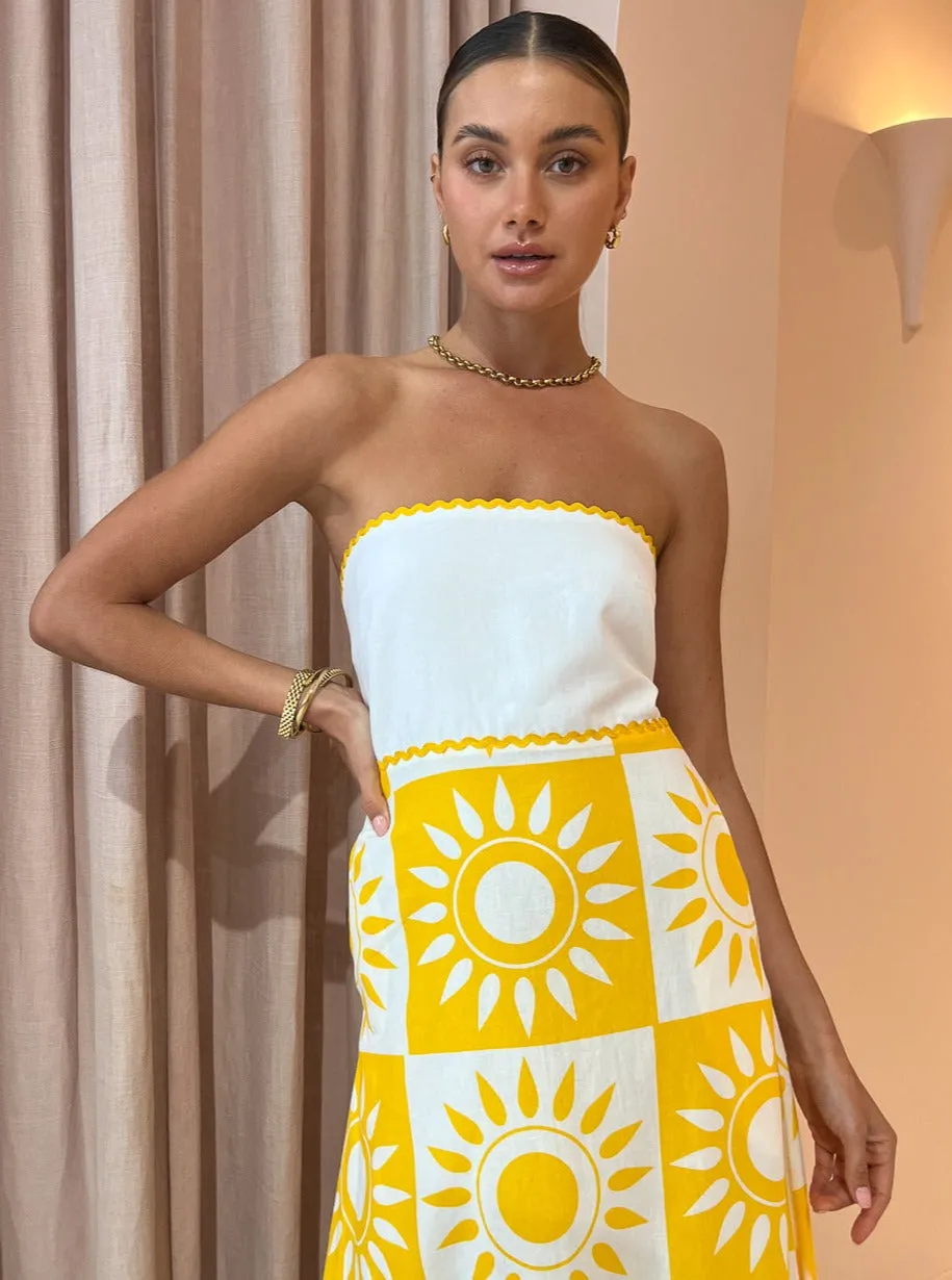 By Nicola Wavy Strapless Maxi Dress in Large Sol