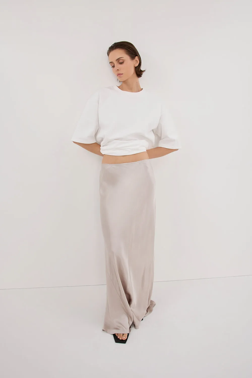 CHARLI CHALK SATIN MAXI SKIRT