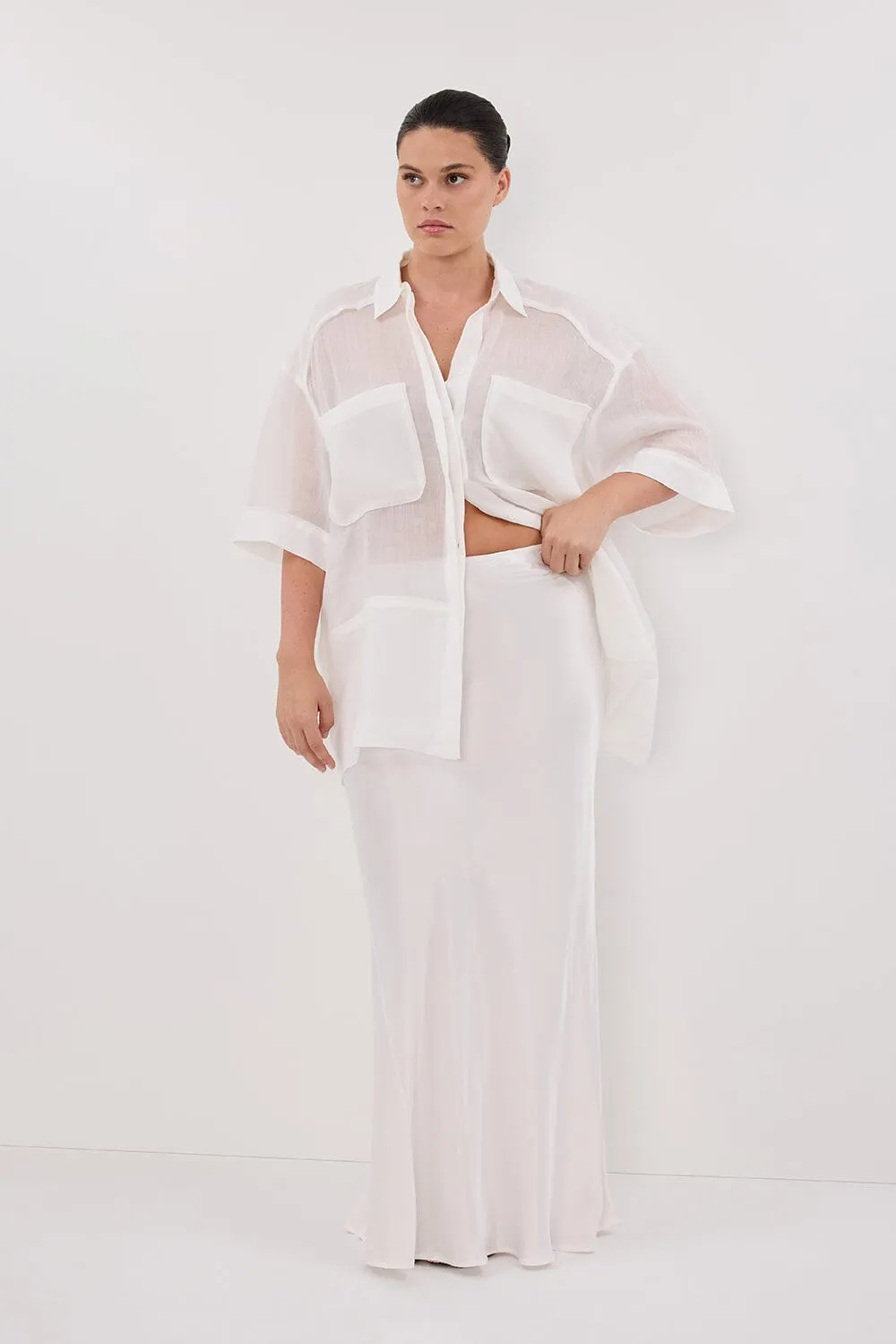 CHARLI WHITE SATIN MAXI SKIRT