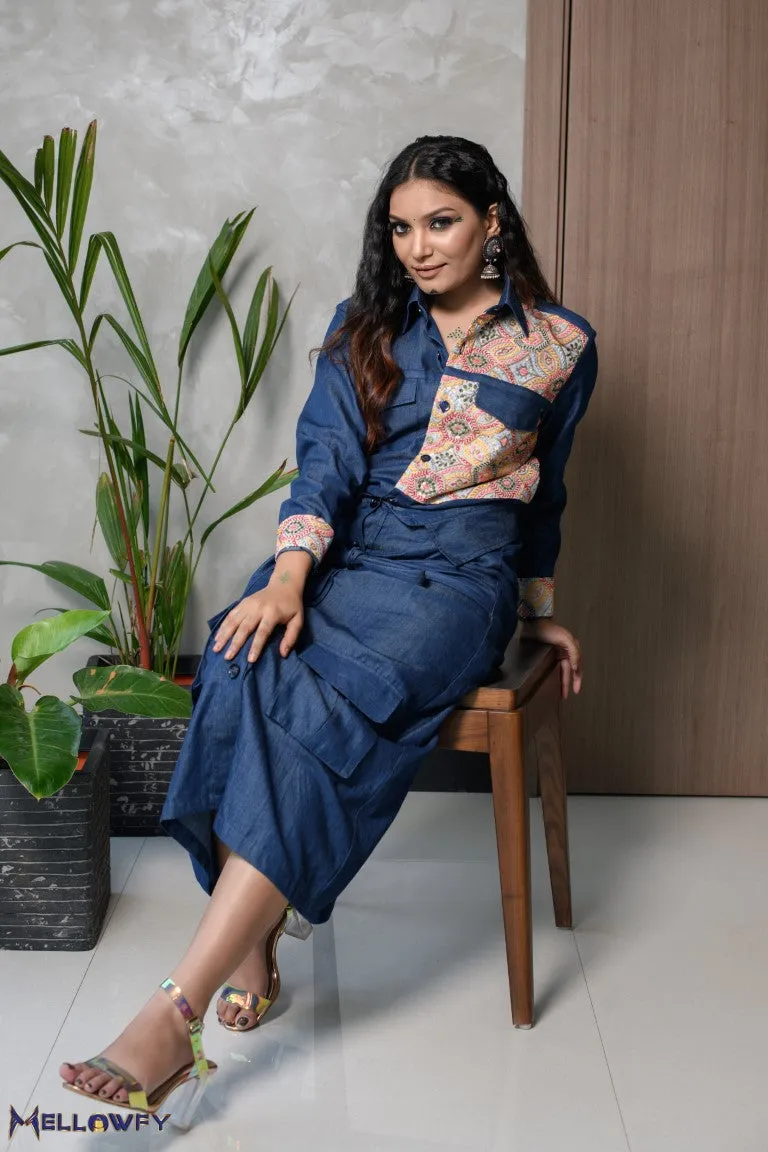Collared Denim Skirt