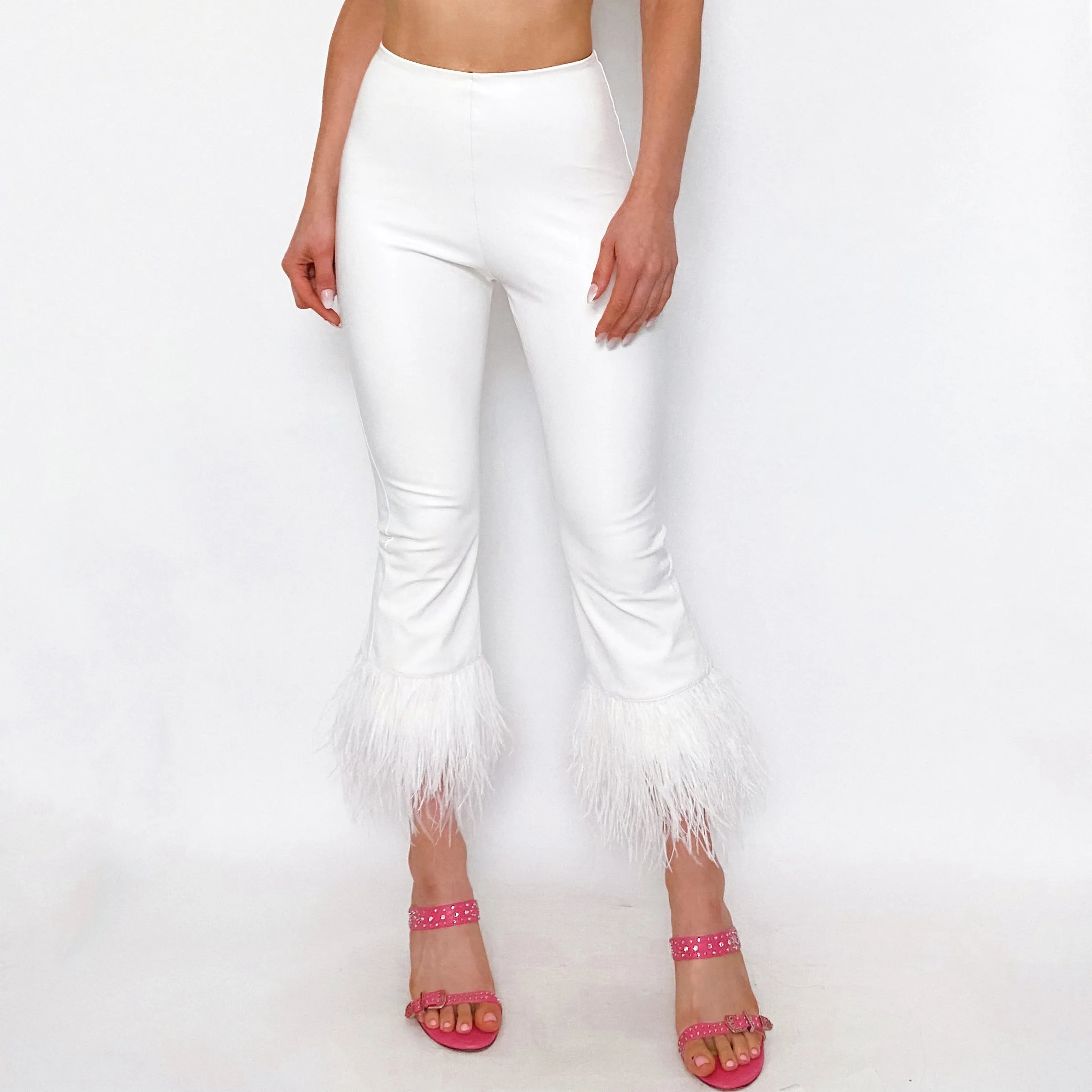 Commando White Faux Leather Feather Leggings