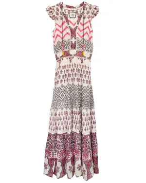Coral and Grey Annabelle Maxi Dress