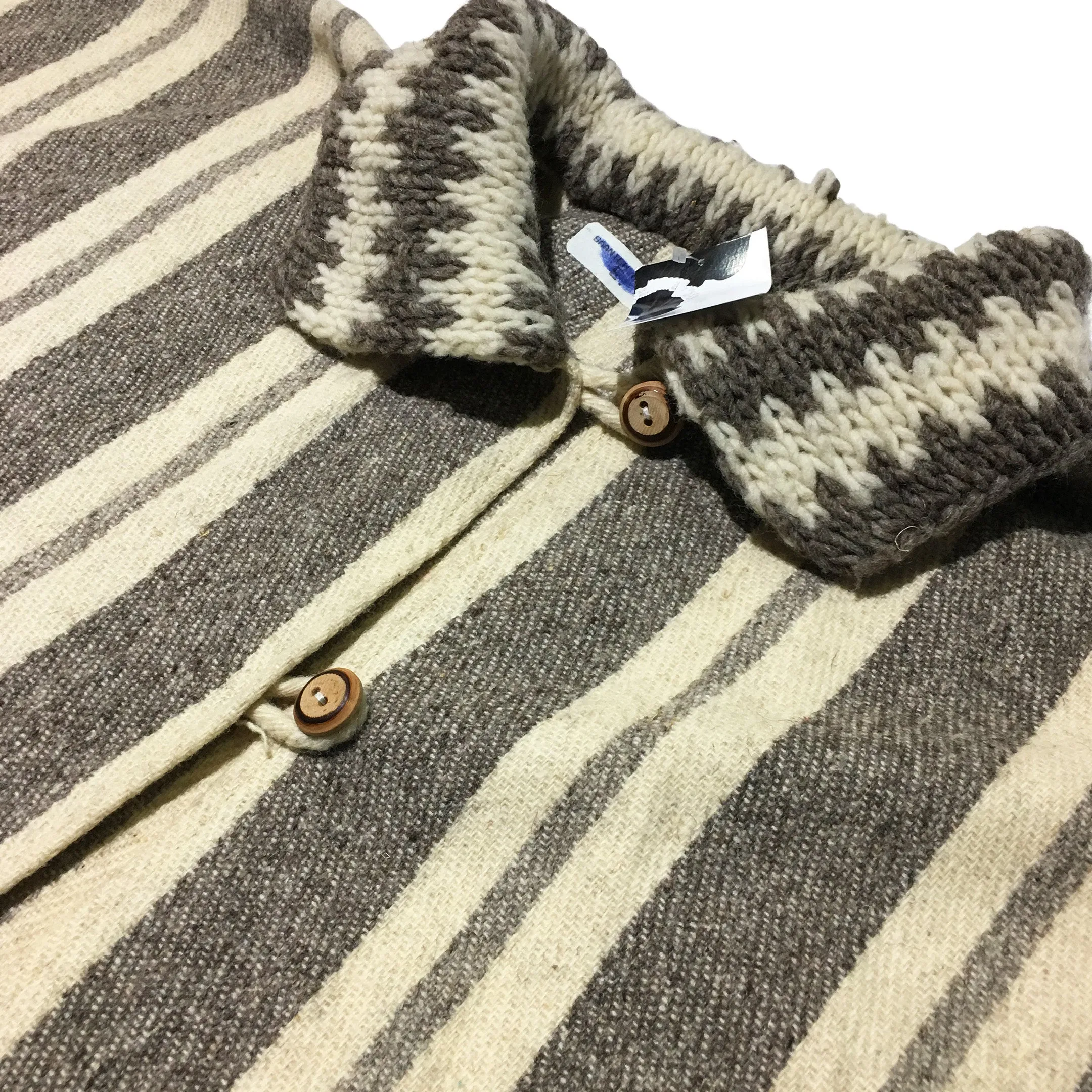 Cream & Grey Woven Poncho
