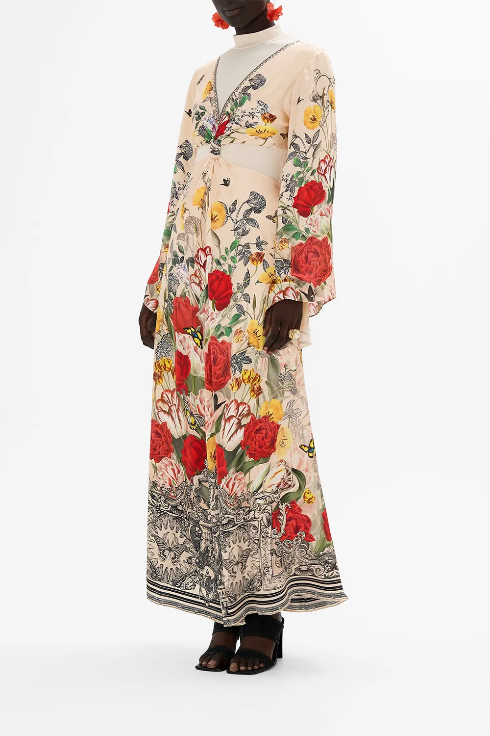 CUT OUT DRESS WITH KNOT FRONT ETCHED INTO ETERNITY