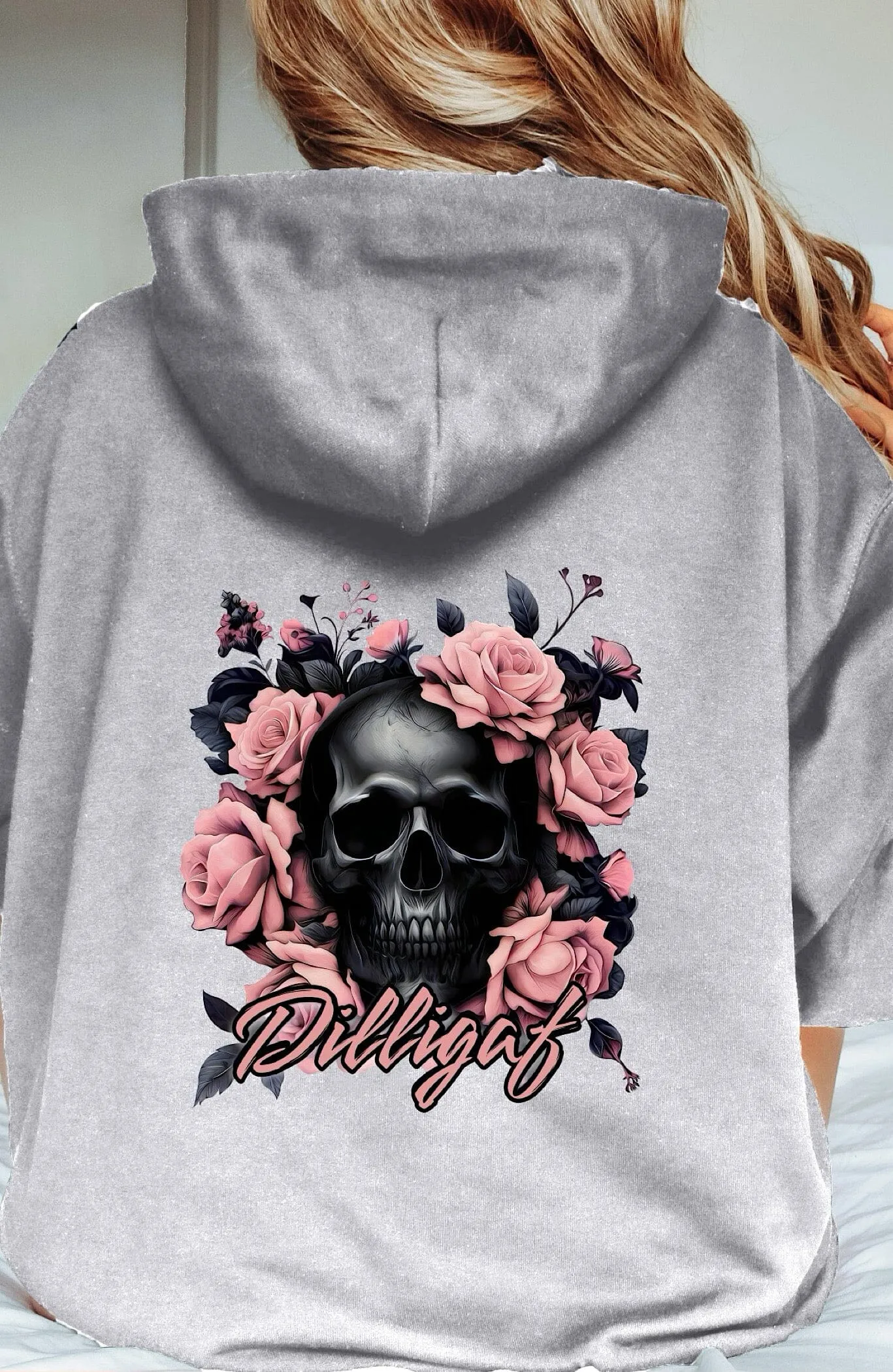 Dark Pink Skull Pullover Hoodie