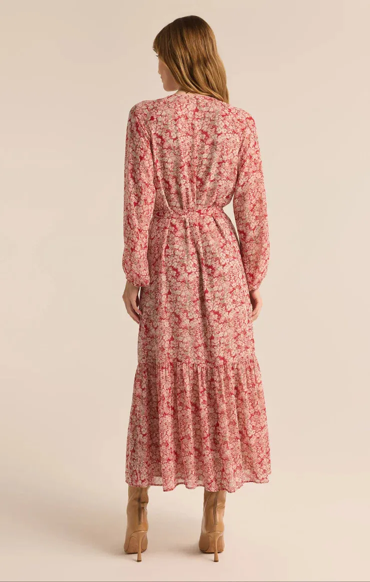 Della Floral Maxi Dress - Crimson Crush