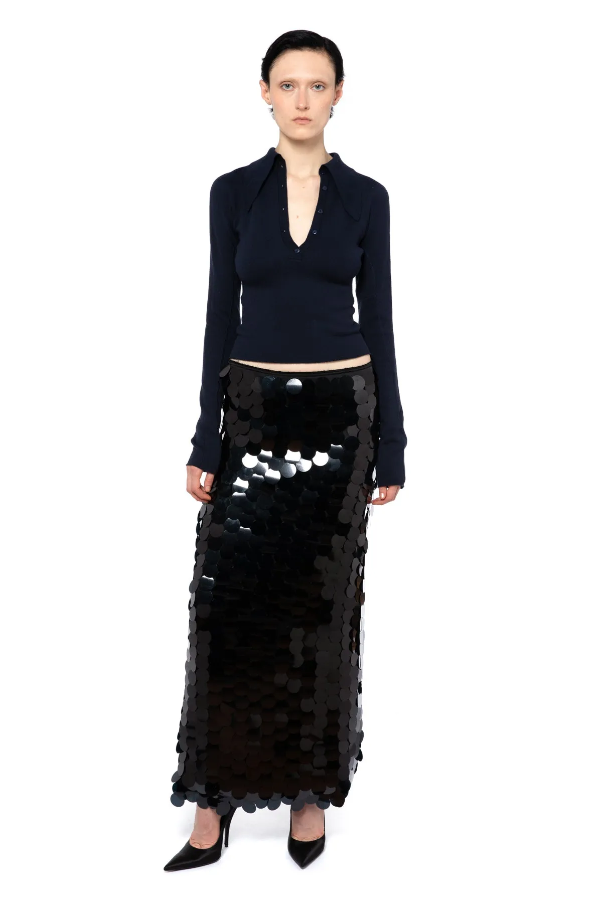 Delta Maxi Skirt in Black Sequin