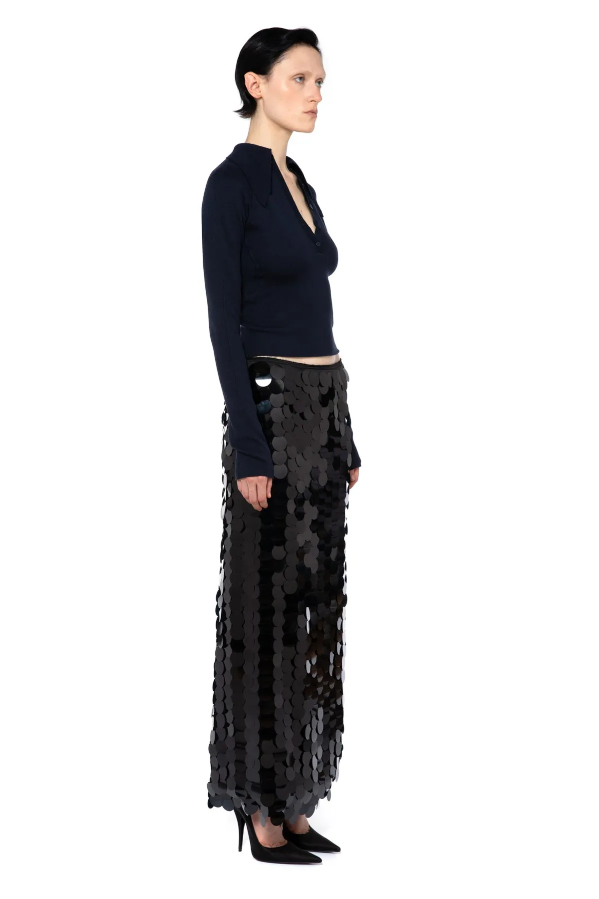 Delta Maxi Skirt in Black Sequin
