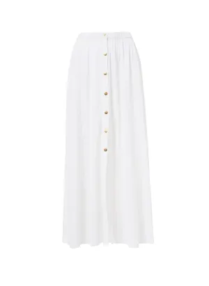 Dru White Button Down Maxi Skirt