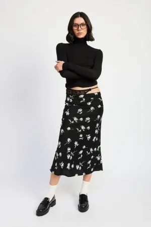 Emory Park Mix Media Asymmetrical Maxi Satin Skirt