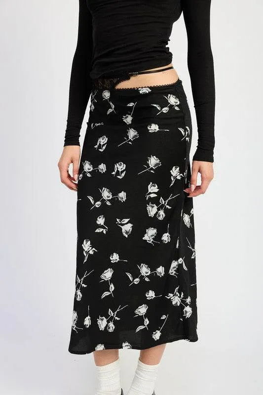 Emory Park Mix Media Asymmetrical Maxi Satin Skirt