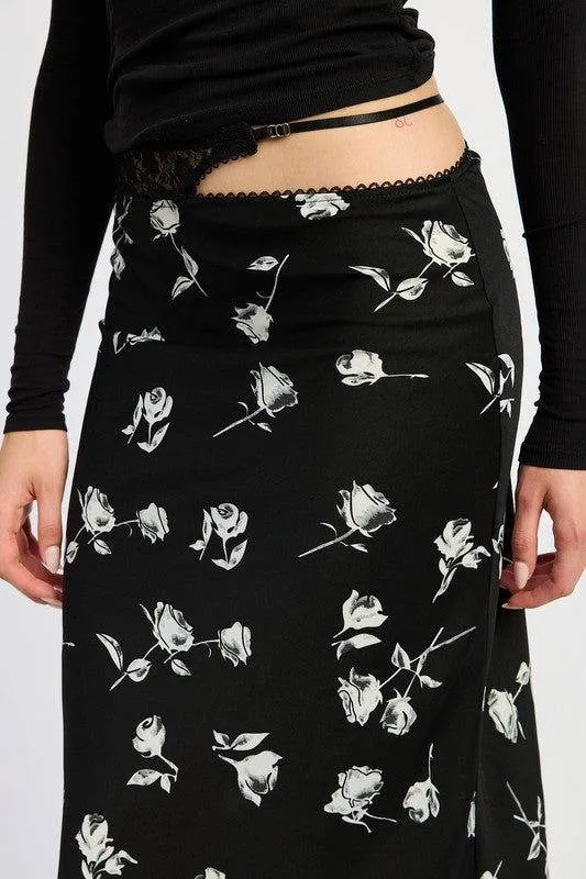 Emory Park Mix Media Asymmetrical Maxi Satin Skirt