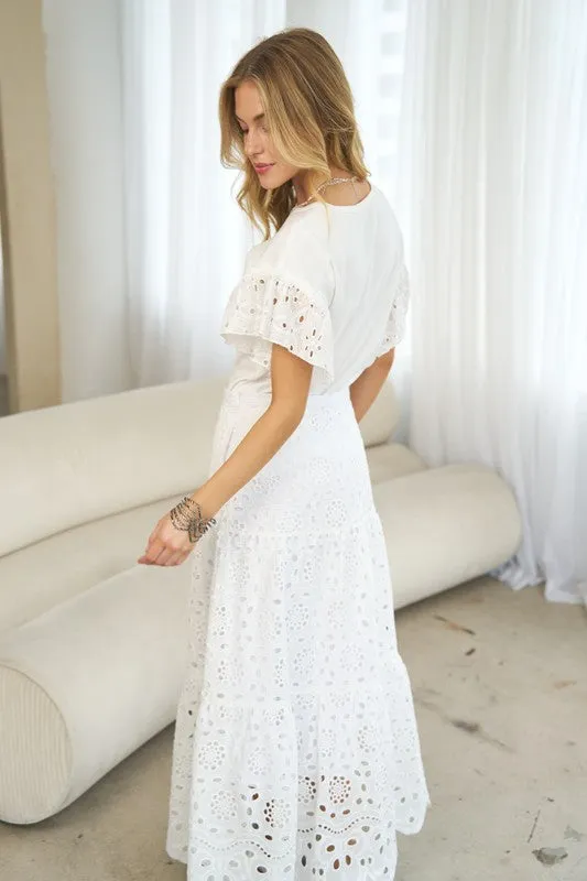 EYELETS MAXI SKIRT