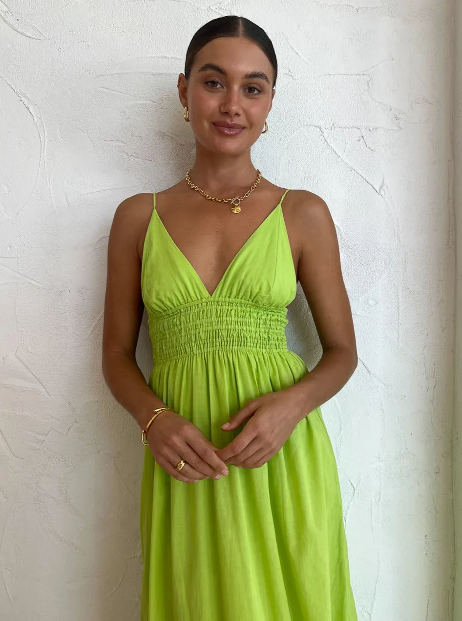 Faithfull the Brand Bisetta Maxi Dress in Kiwifruit