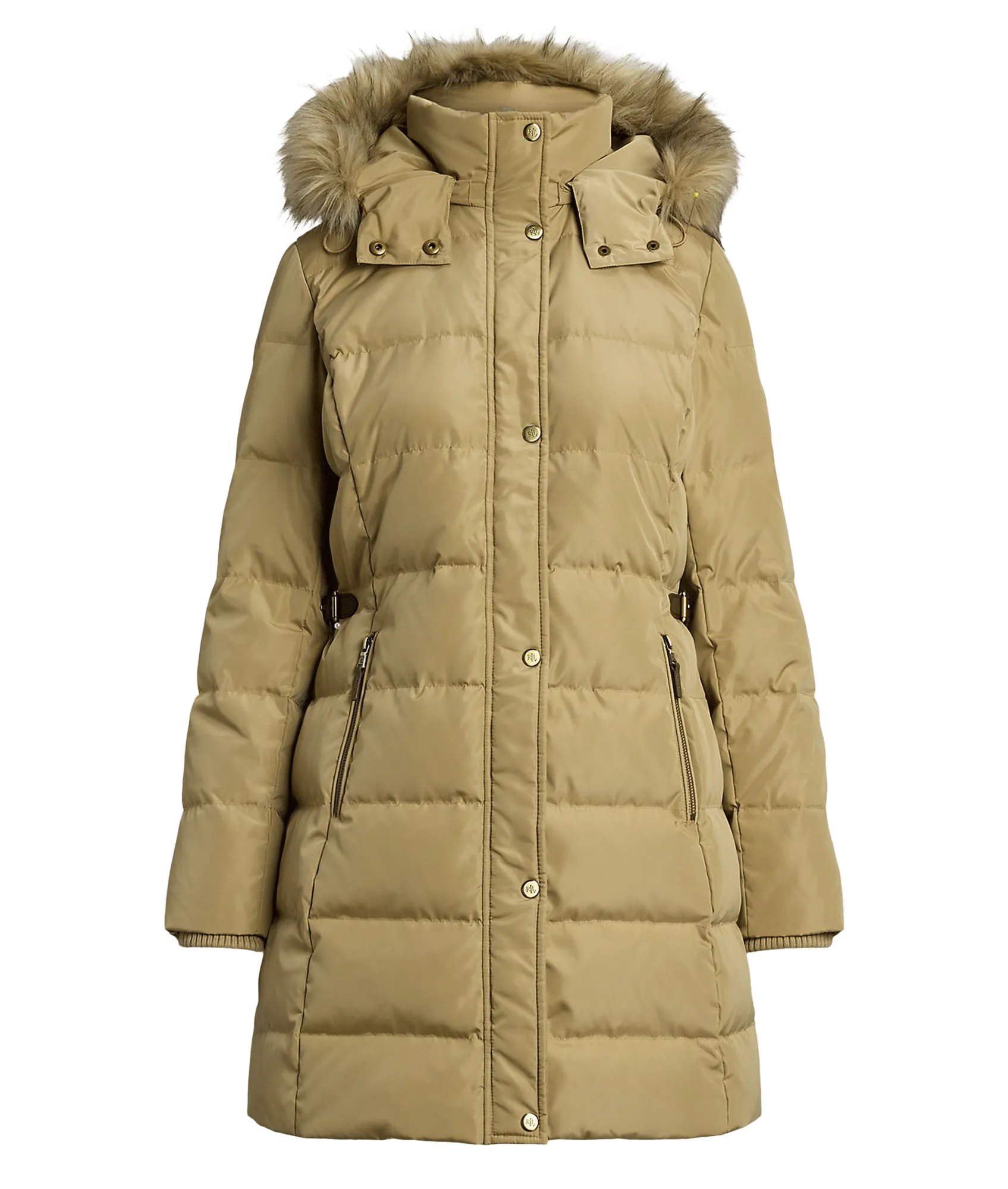 Faux-fur-trim Hooded Down Coat - Beige