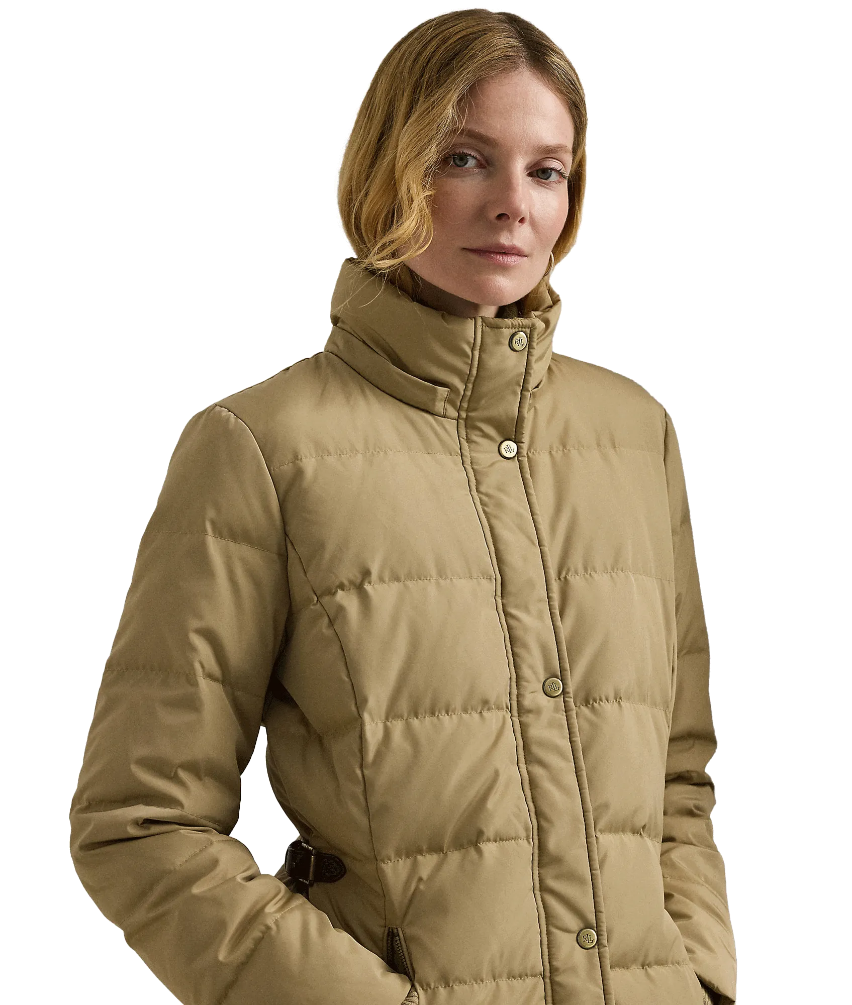 Faux-fur-trim Hooded Down Coat - Beige