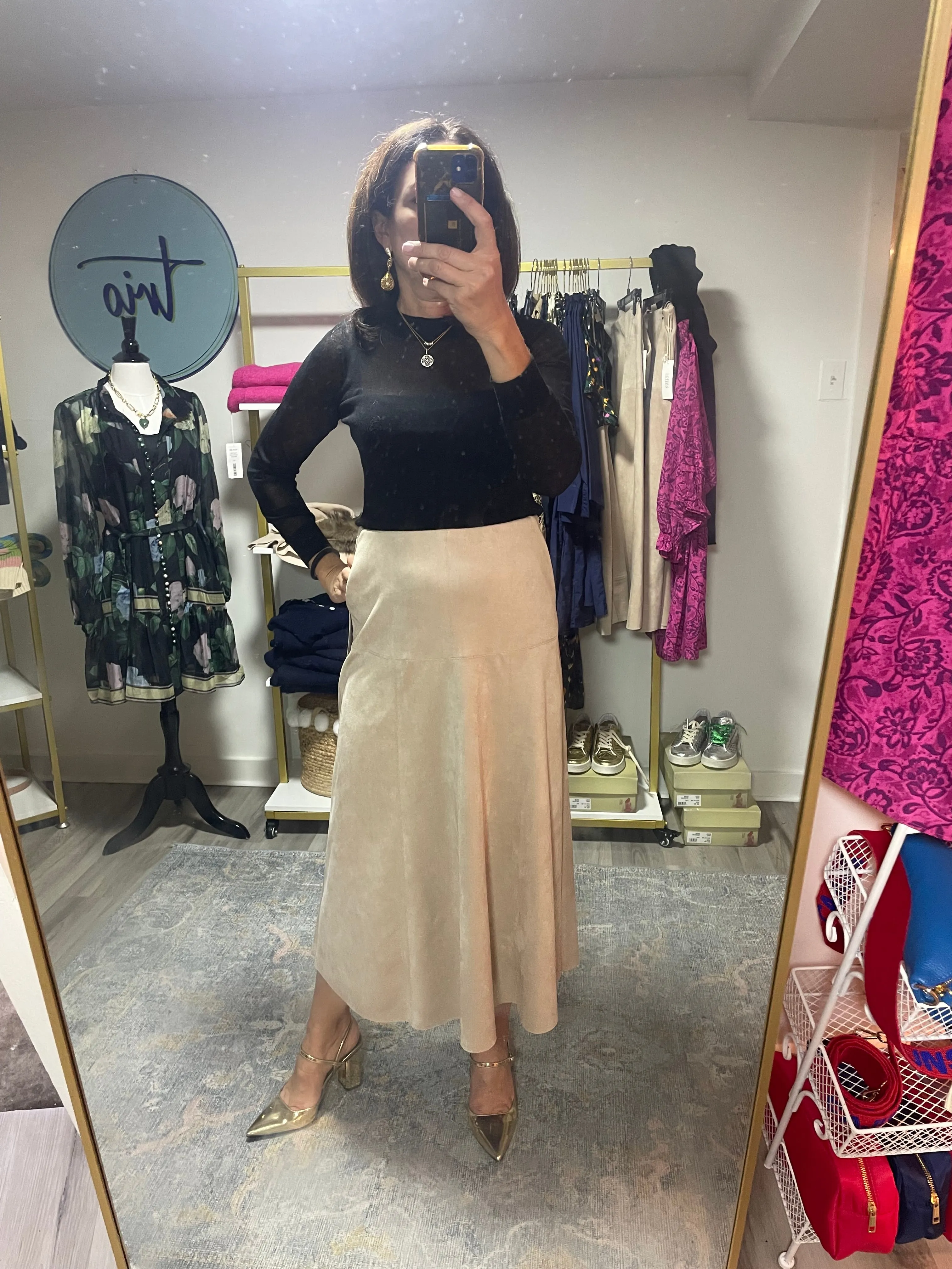 Faux Suede Maxi Skirt