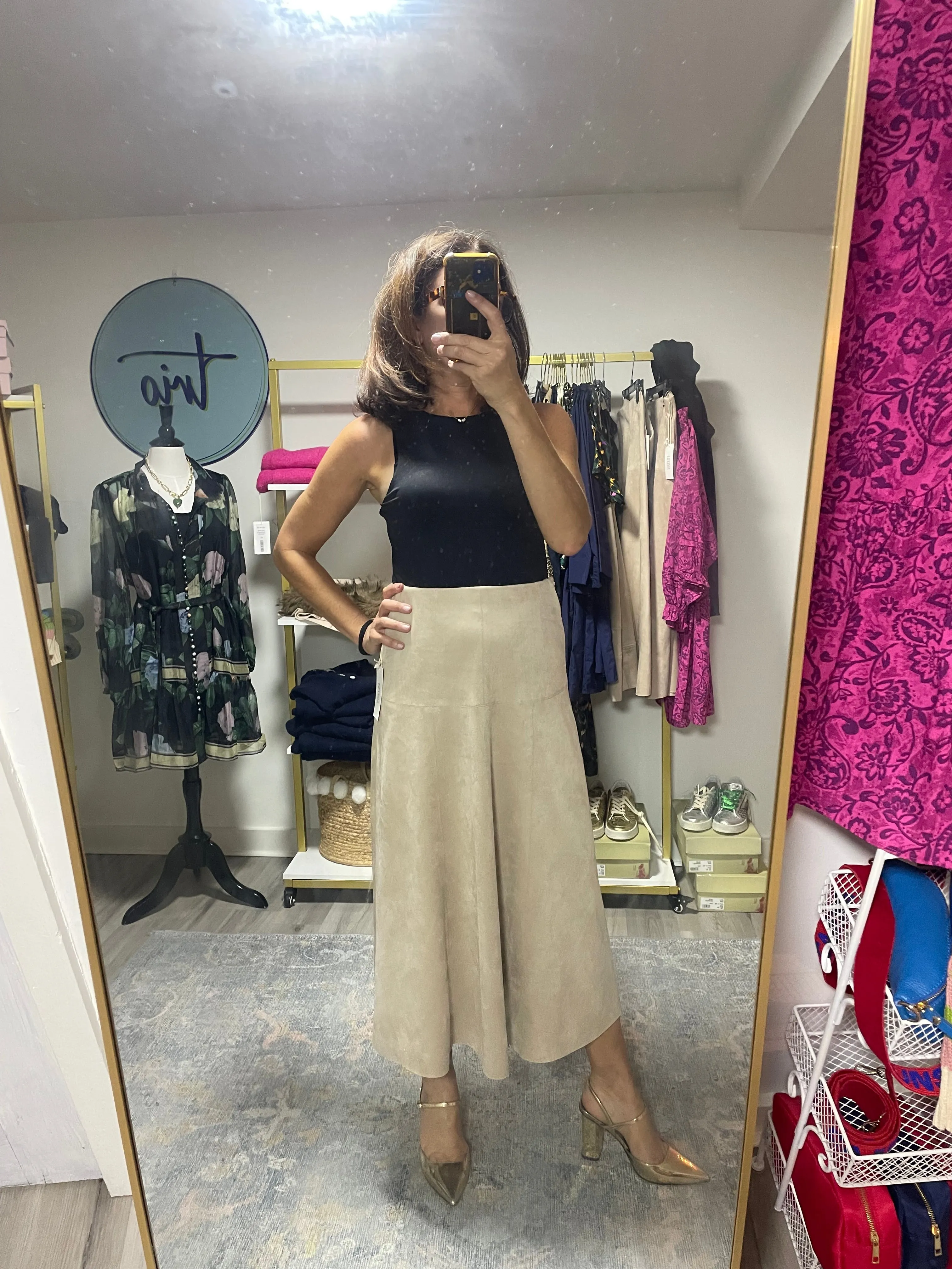 Faux Suede Maxi Skirt