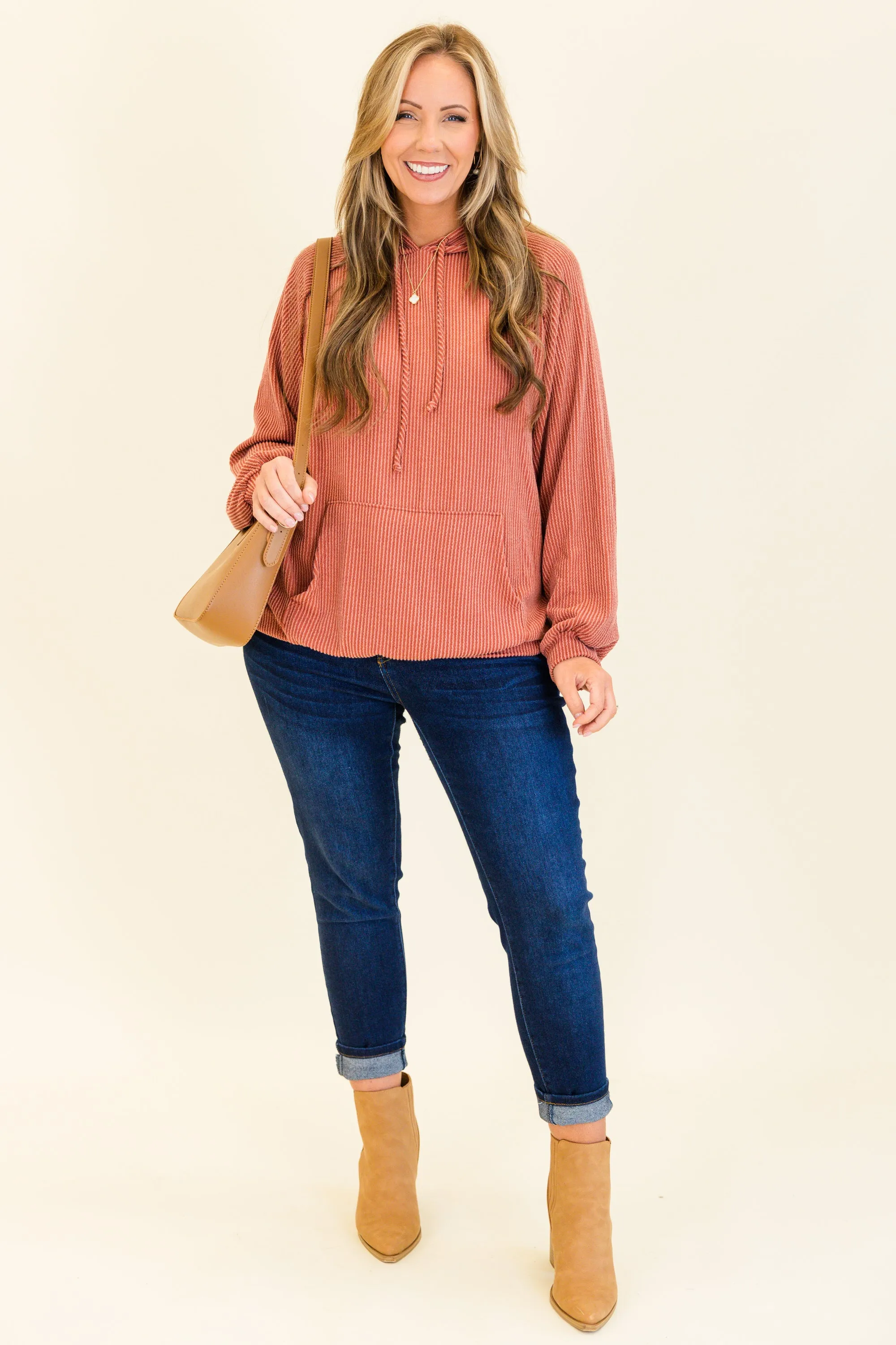 Fireside Cozy Hoodie, Dark Cinnamon