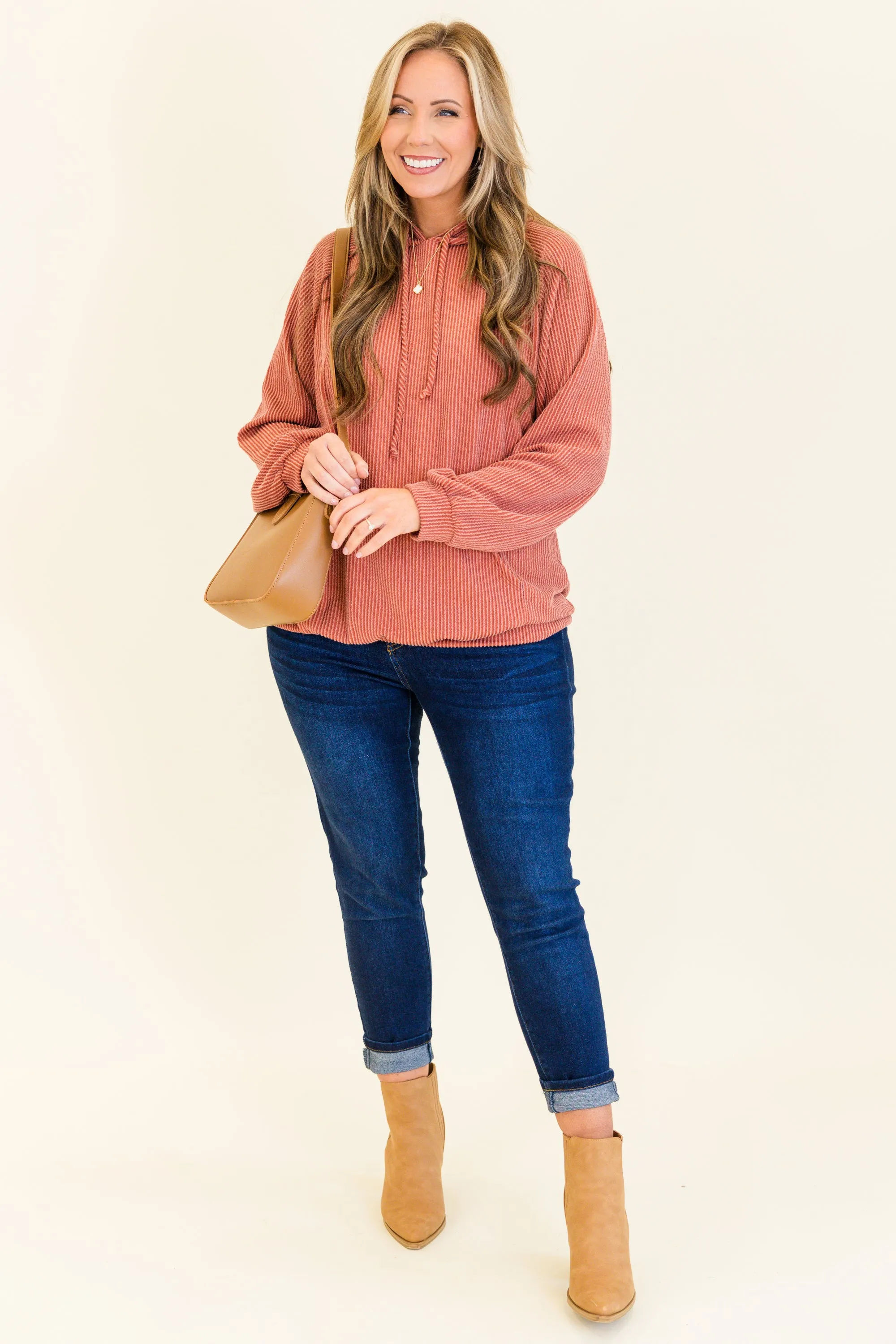 Fireside Cozy Hoodie, Dark Cinnamon