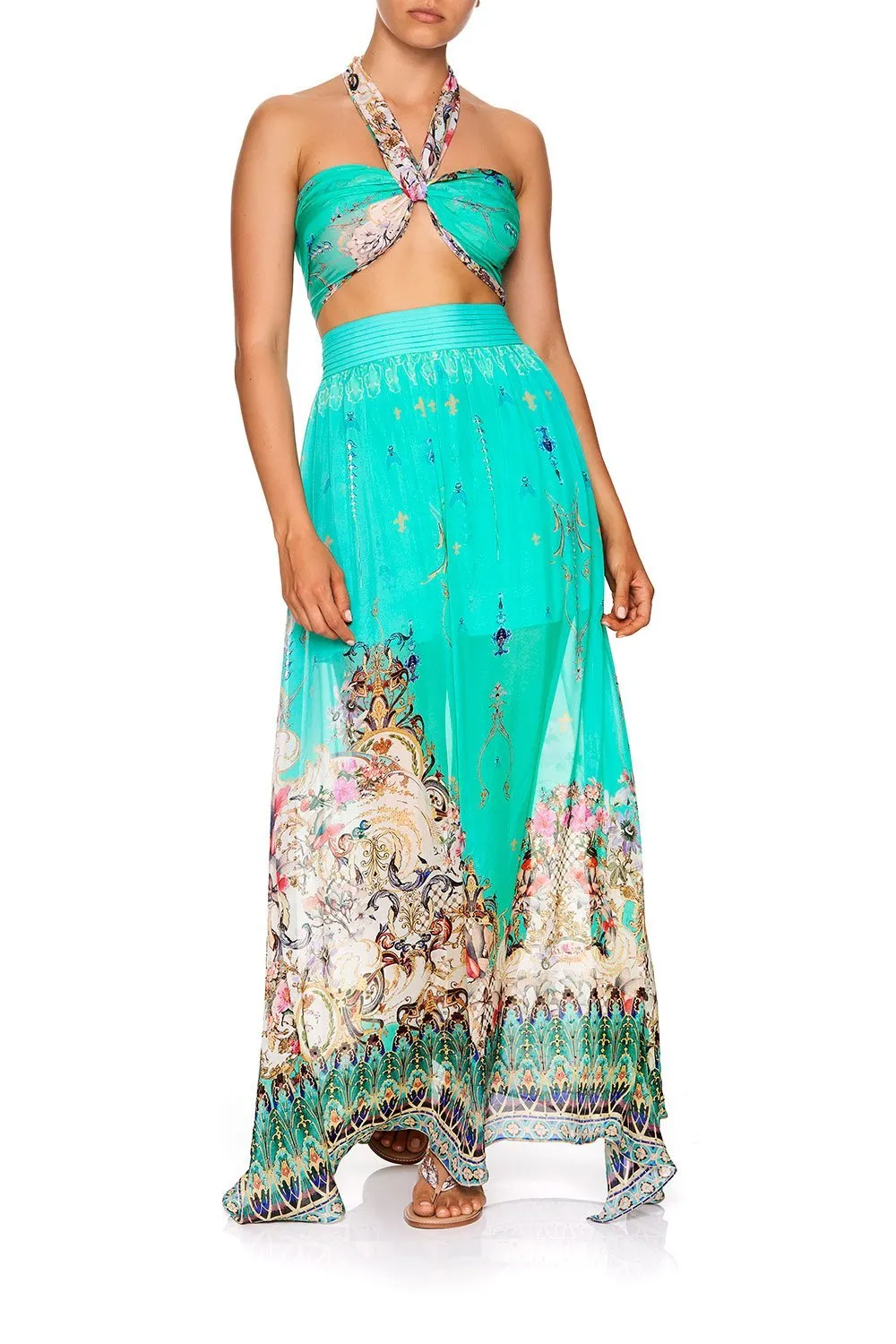 FLORAISON SKIRT WITH PINTUCK WITH BAND