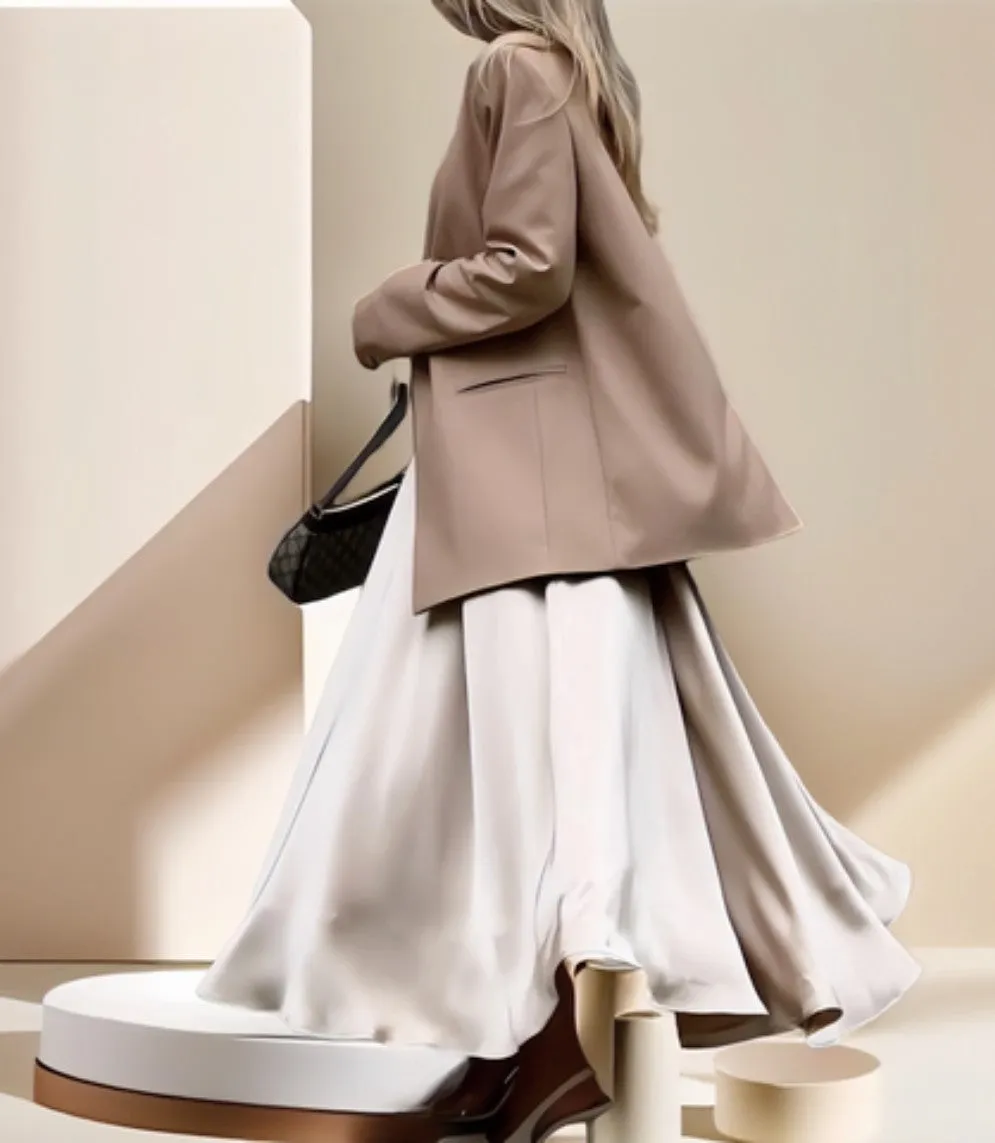 Flowing Satin Maxi Skirt