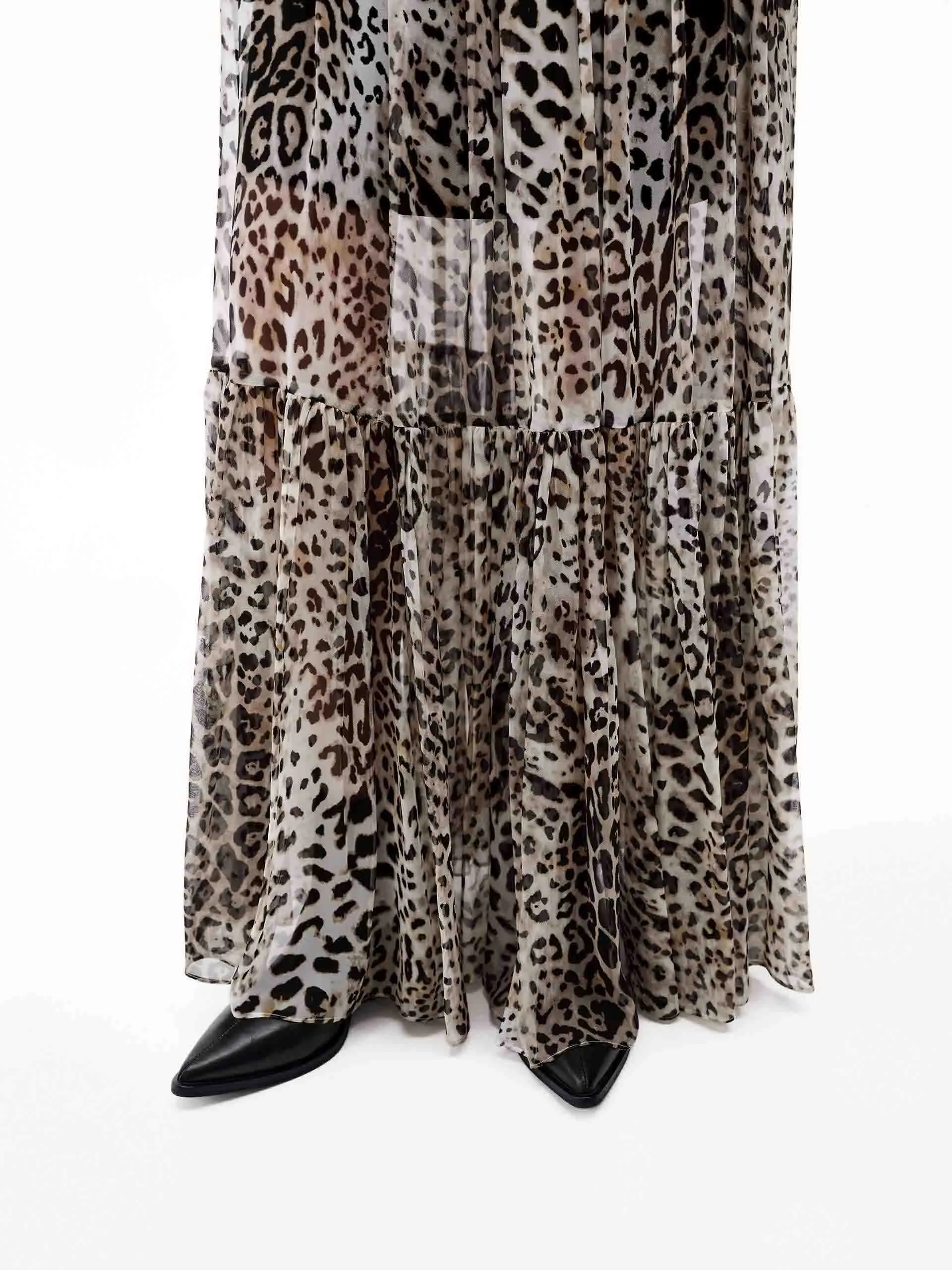 Flowy Leopard Print Skirt