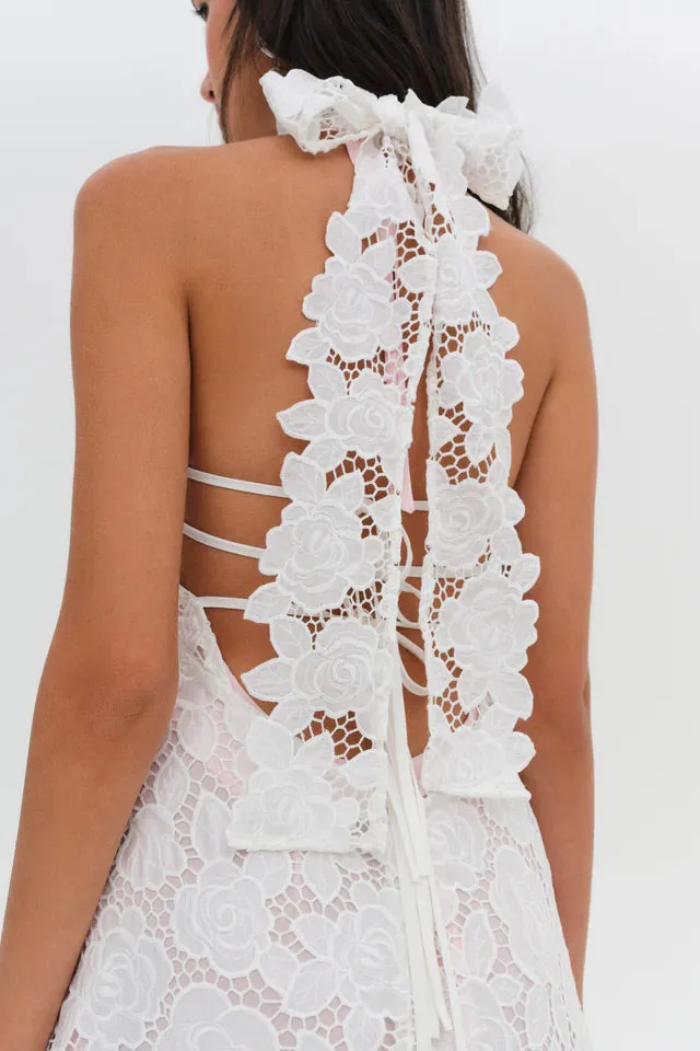 For Love & Lemons Astoria Lace Maxi Dress - White