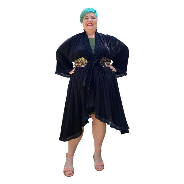 Fringed Duster Coat Plus Size