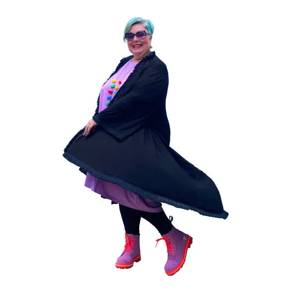 Fringed Duster Coat Plus Size