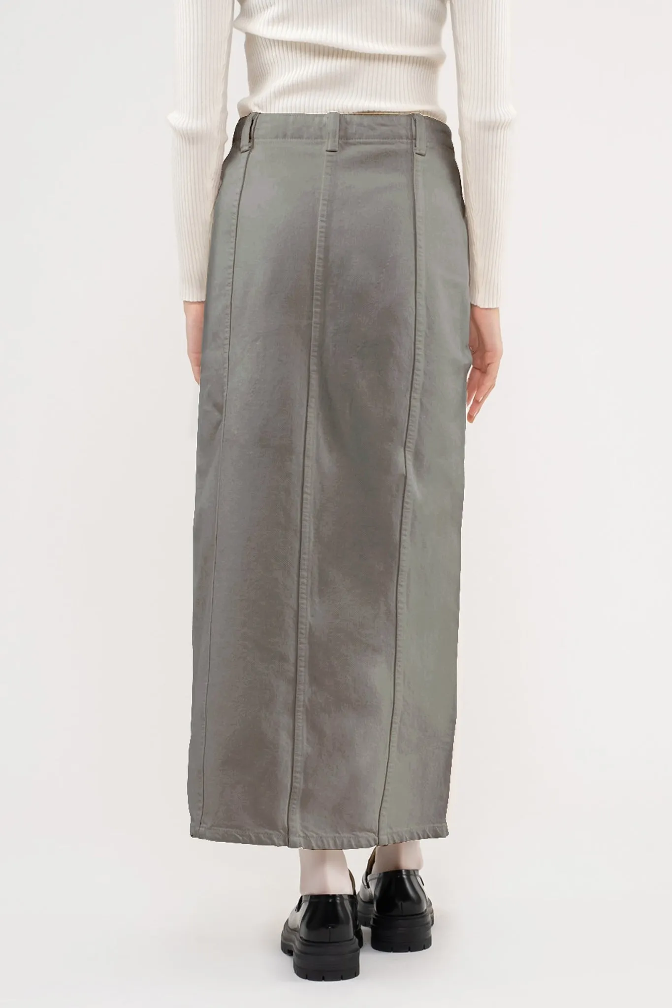 FRONT SLIT DENIM MAXI SKIRT