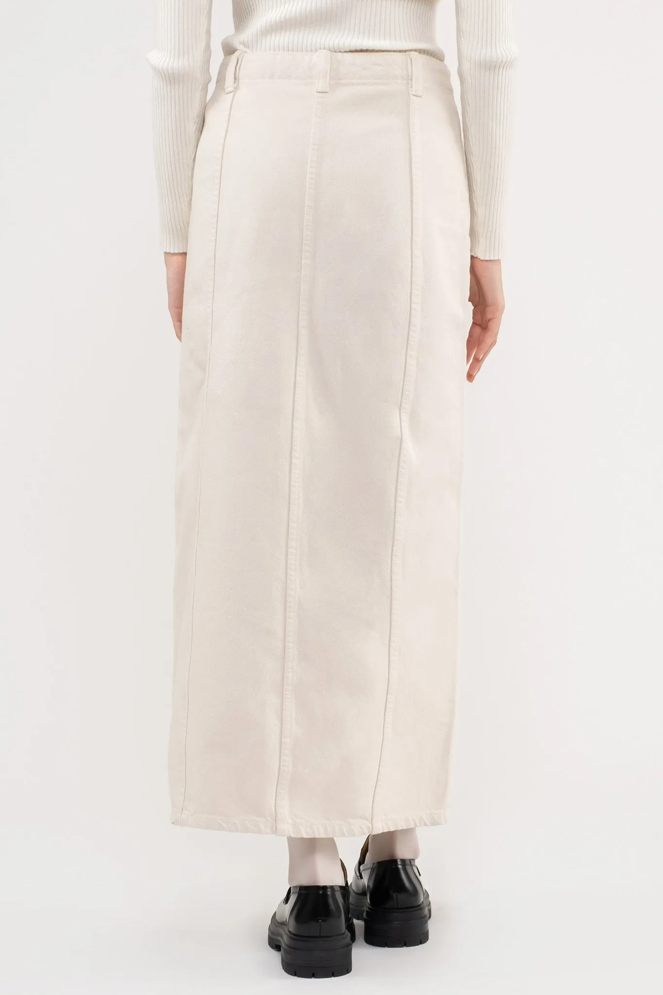 FRONT SLIT DENIM MAXI SKIRT
