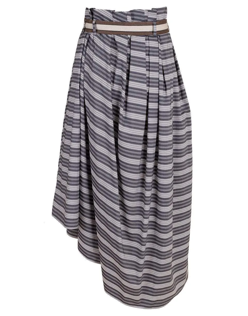 Grosgrain Belted Striped Full Skirt
