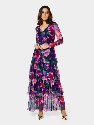 GWD Ella Mesh Floral Print Maxi Dress
