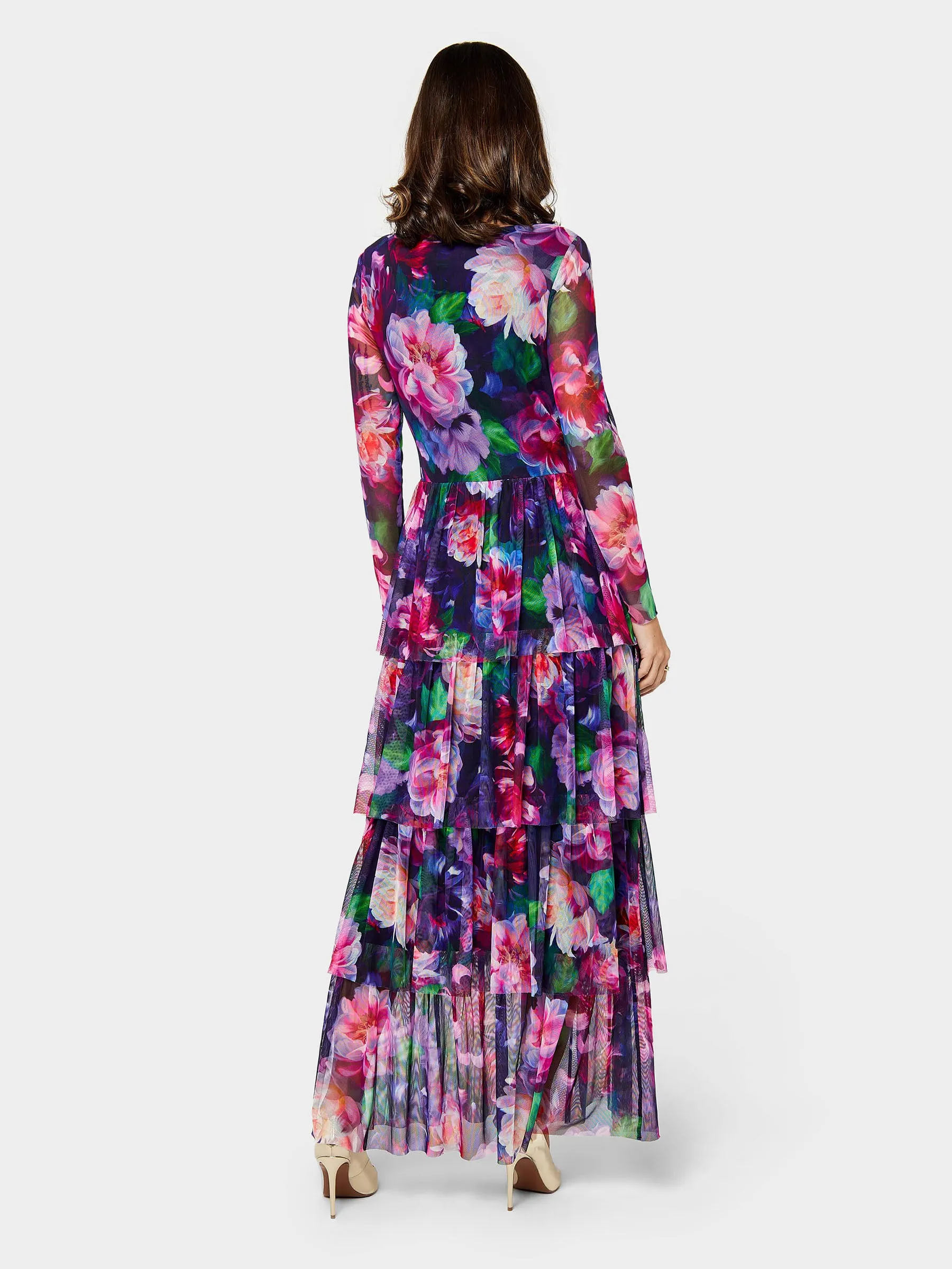 GWD Ella Mesh Floral Print Maxi Dress