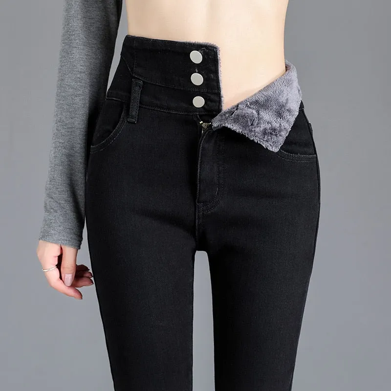 High-quality Fleece Warm Skinny Jeans