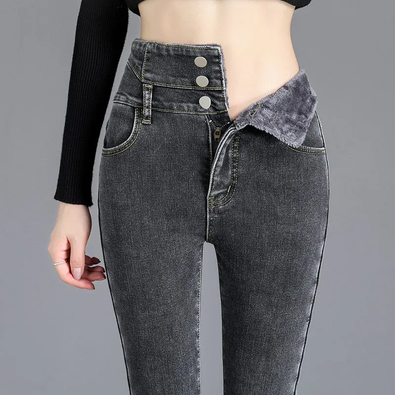 High-quality Fleece Warm Skinny Jeans