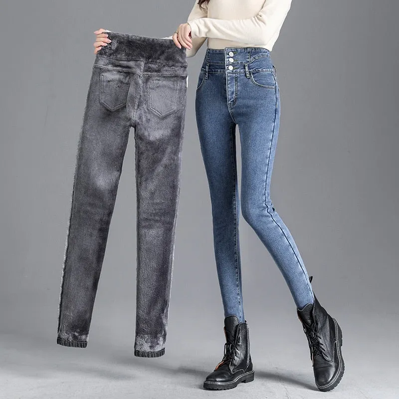 High-quality Fleece Warm Skinny Jeans