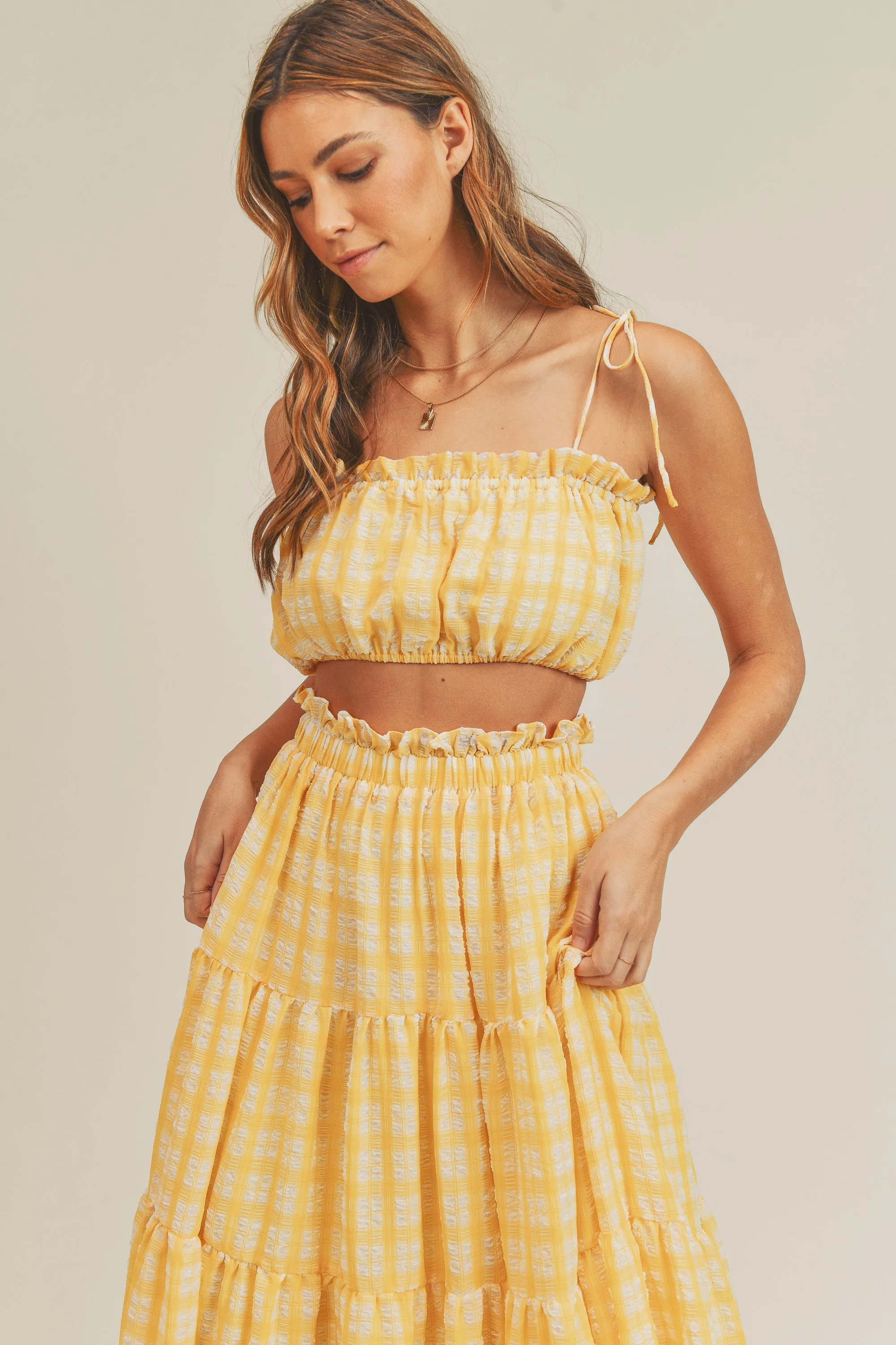 KALI PLAID TUBE TOP & MAXI SKIRT SET