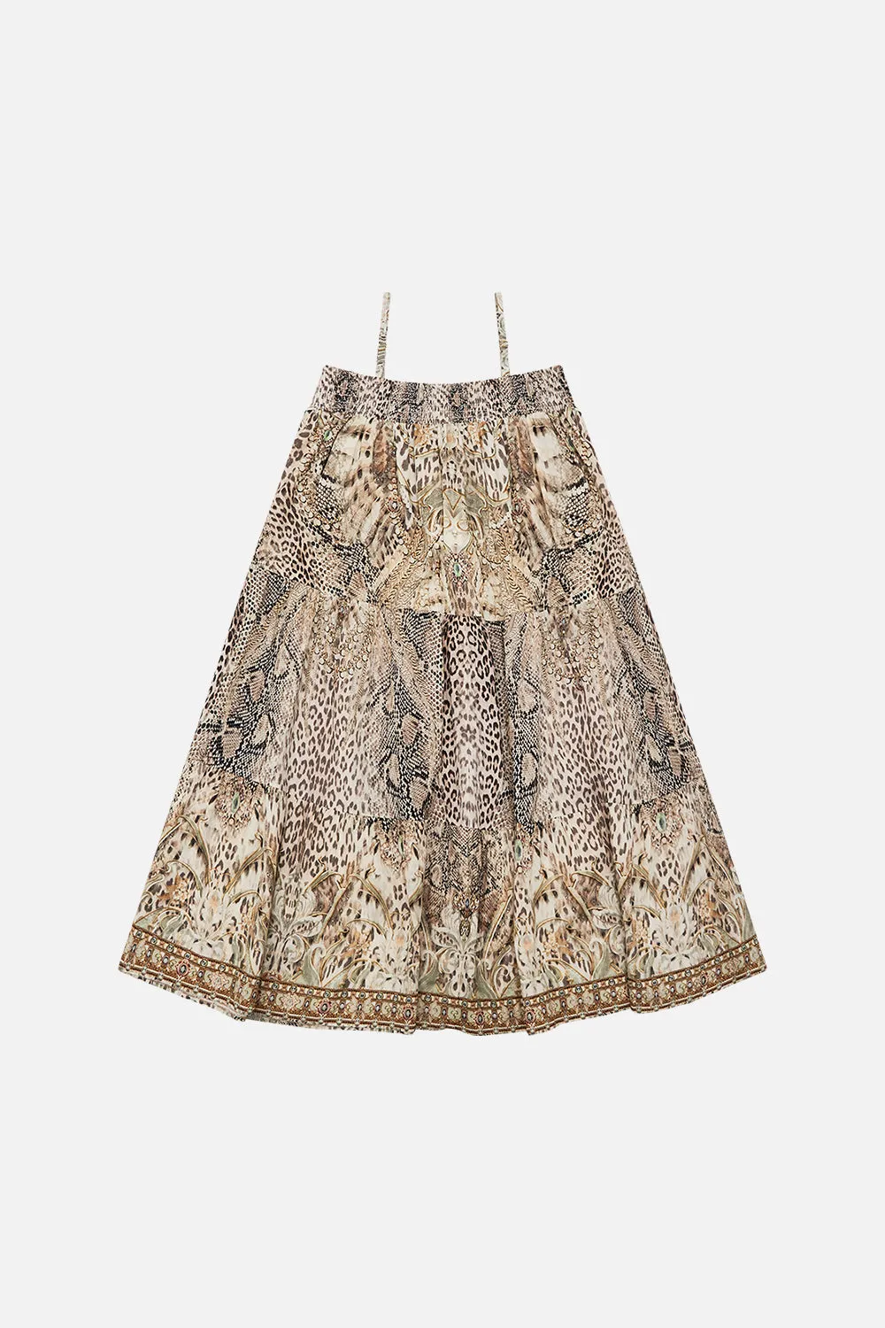 KIDS SHIRRED WAIST MAXI DRESS 4-10 LOOKING GLASS HOUSES