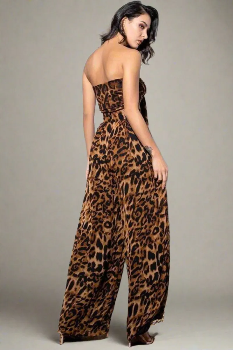Leopard Print Two Piece Pants Set