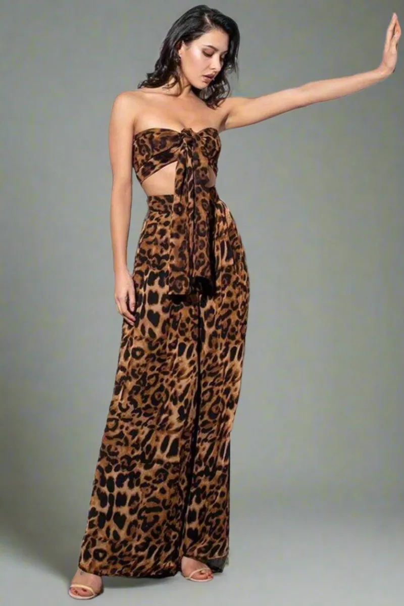 Leopard Print Two Piece Pants Set
