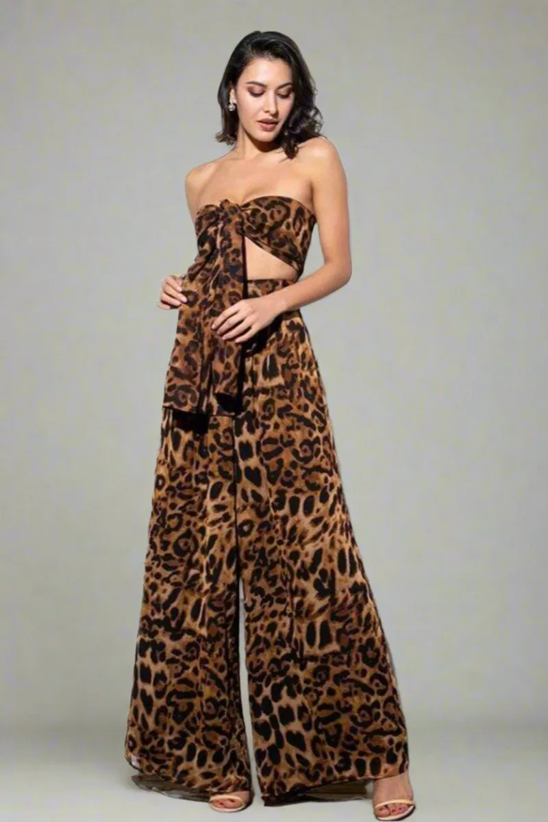 Leopard Print Two Piece Pants Set