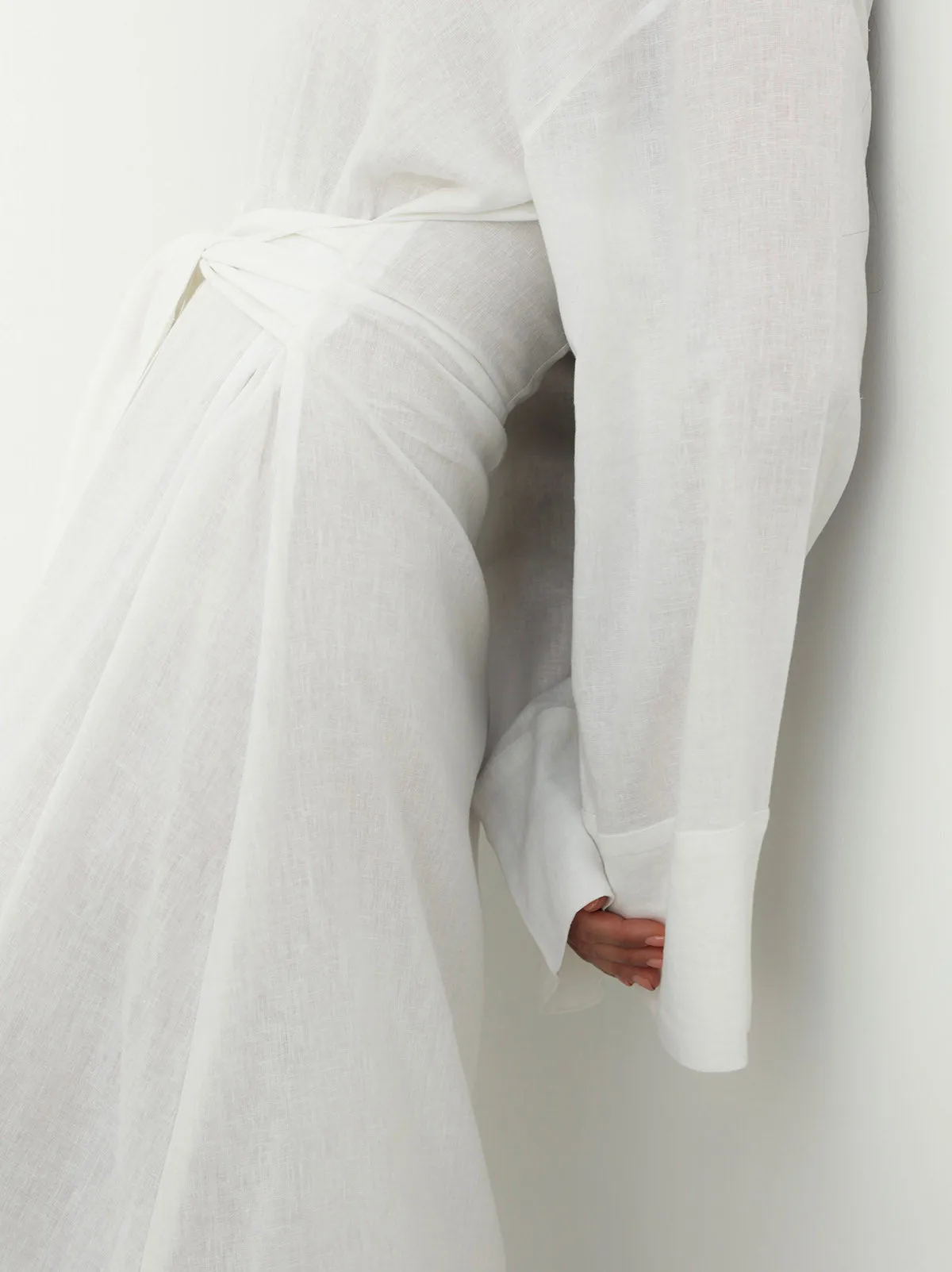 Linen Wrap Dress - White