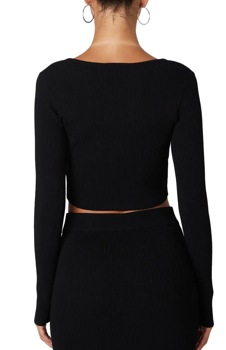 Long Sleeve Rosette Crop Top
