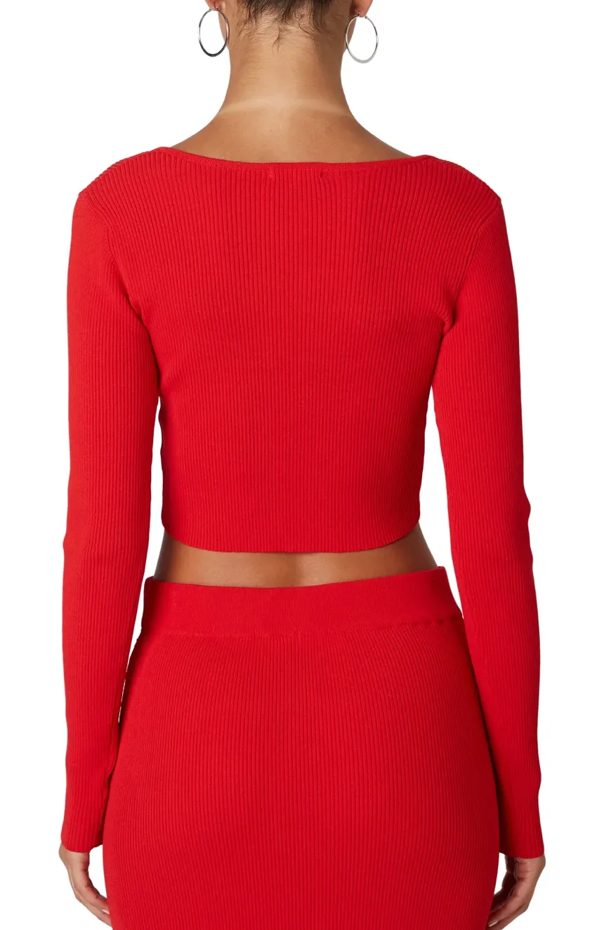 Long Sleeve Rosette Crop Top