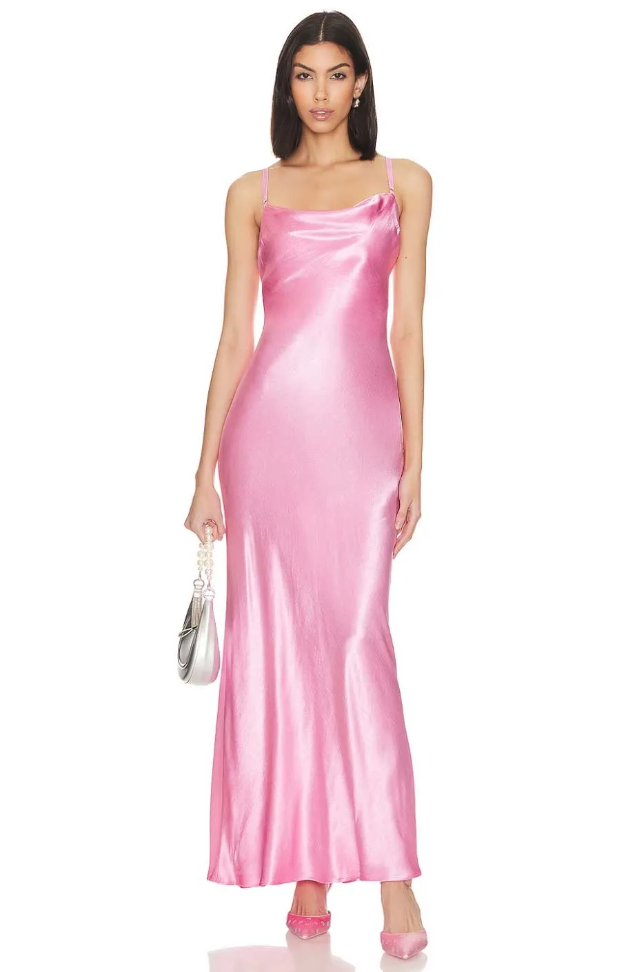 Mali Satin Maxi Dress Pink